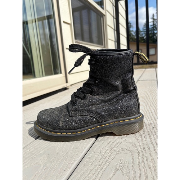 Dr. Martens 1460 Farrah Glitter Lace Up Ankle Boots Combat Black Women\'s US 7